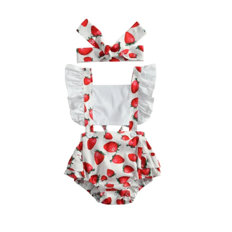 Fruit Print Ruffles Baby Romper - Image 3