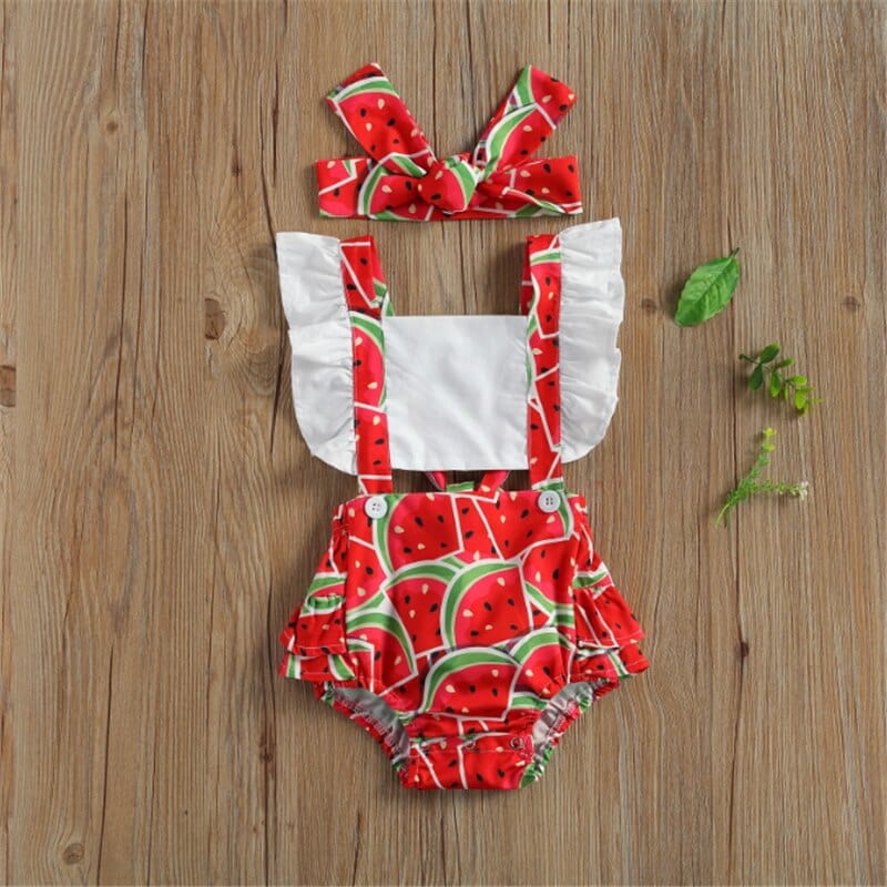 Fruit Print Ruffles Baby Romper - Image 6
