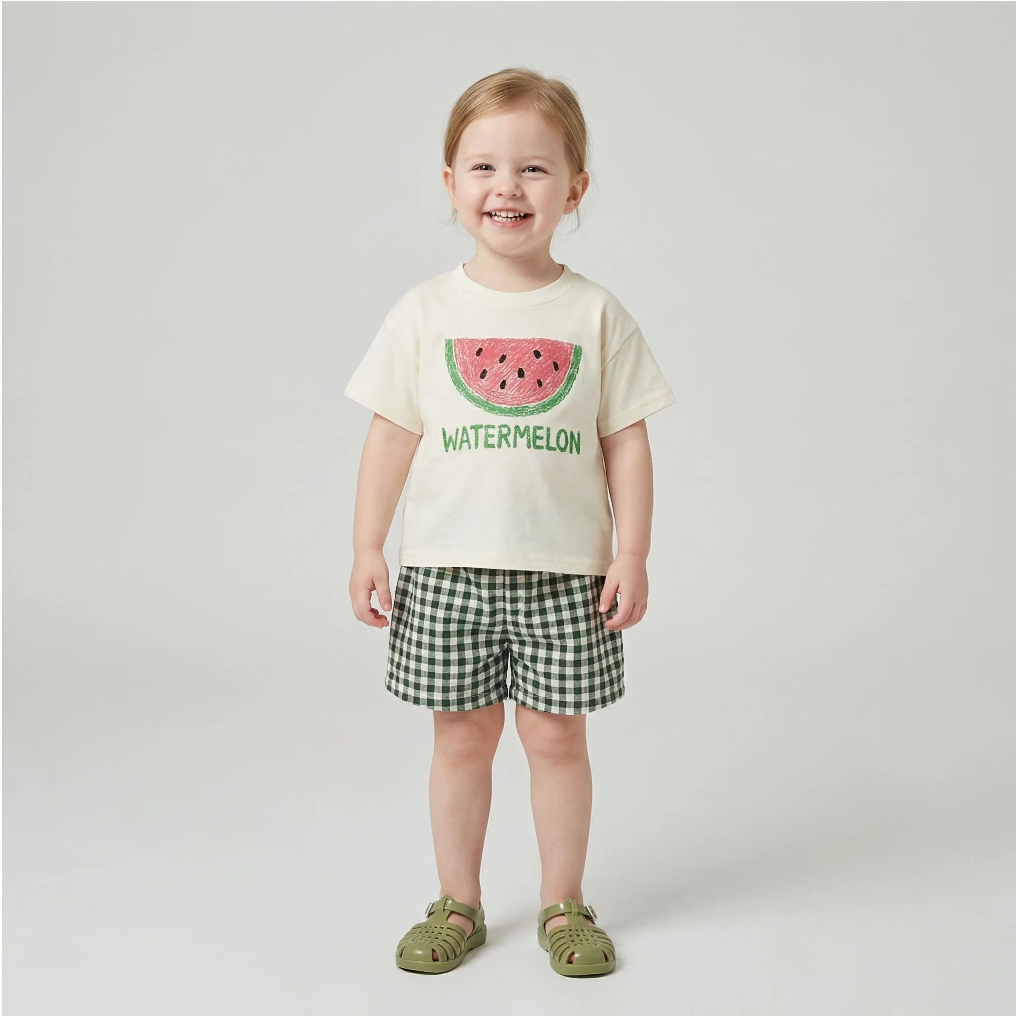 Fruit T-shirt & Plaid Shorts Set - Image 4