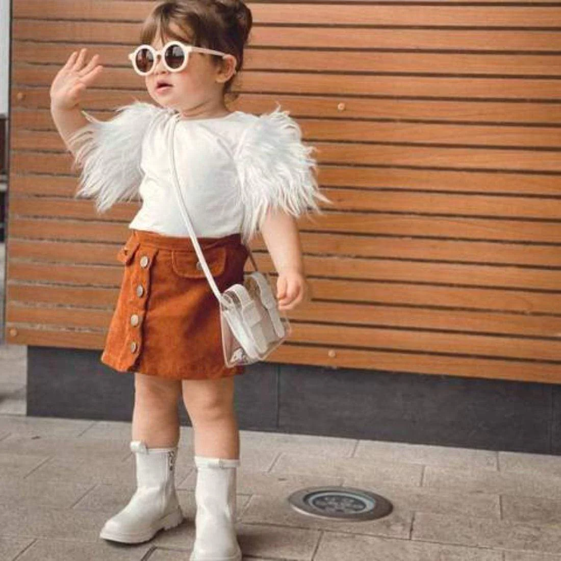 Fur Sleeve Shirt And Skirt - Image 5