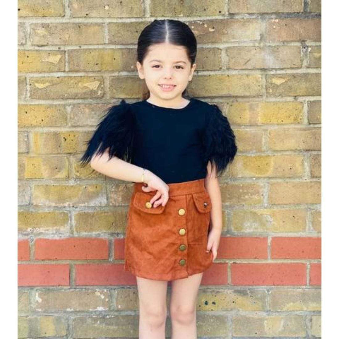 Fur Sleeve Shirt And Skirt - Image 6