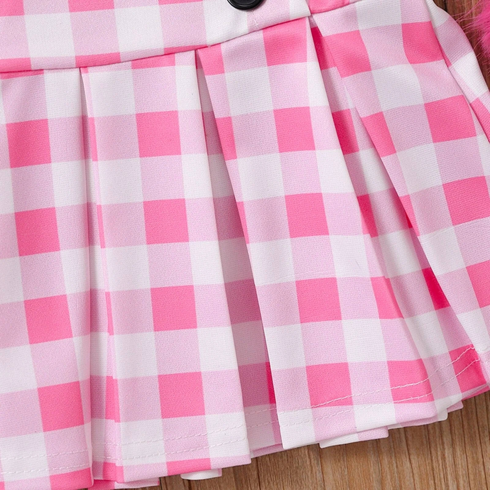 Fuzzy Top and Plaid Skirt Set - Image 5