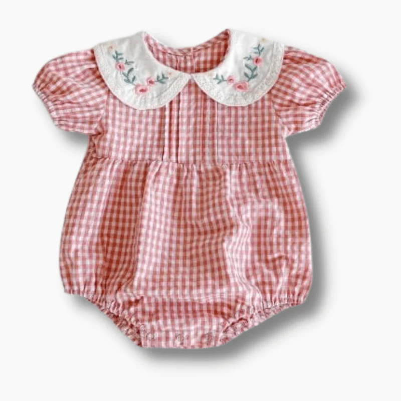 Gingham Print Baby Romper