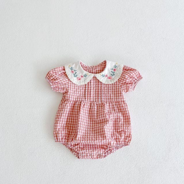 Gingham Print Baby Romper - Image 3