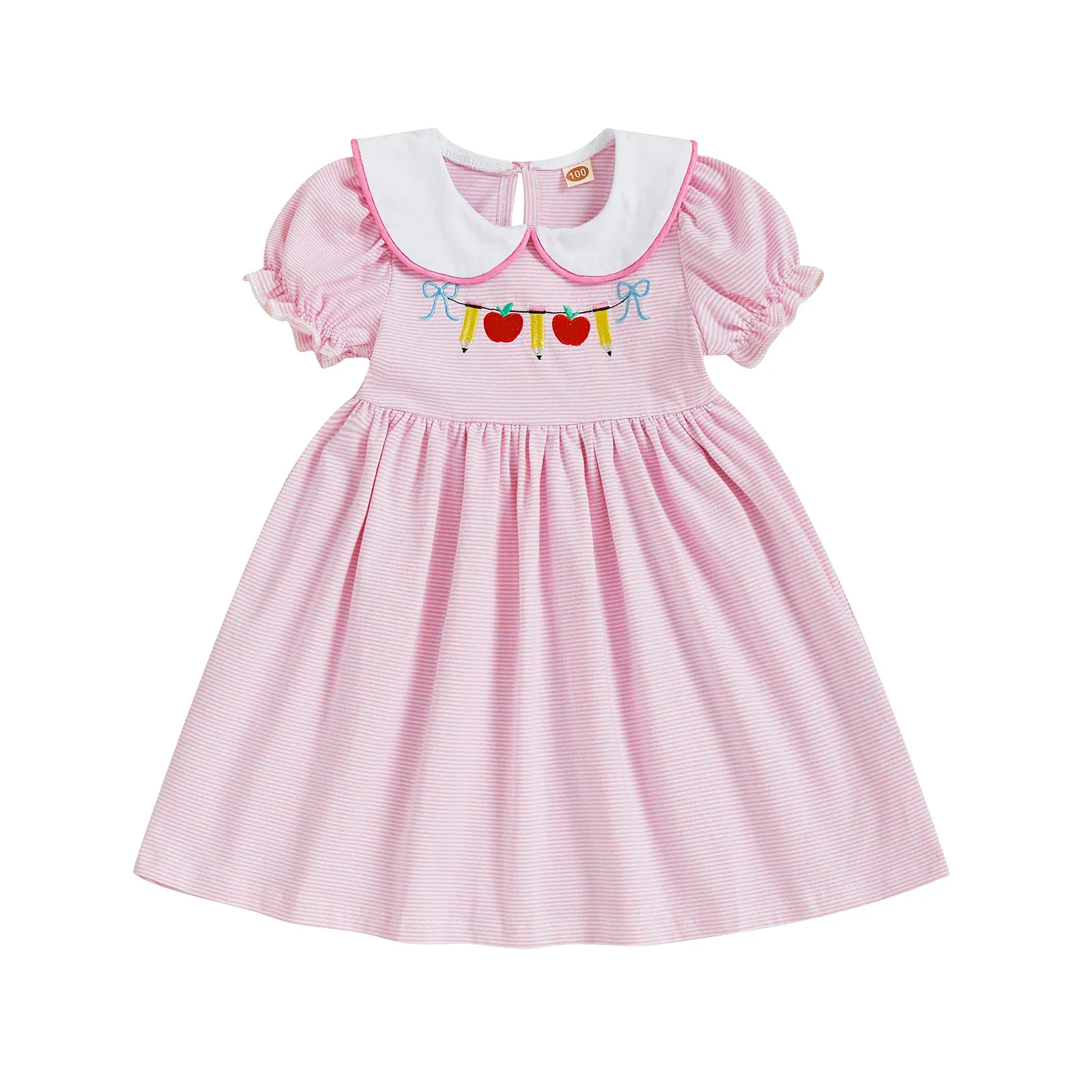 Girl Back to School Dress Striped - Image 2