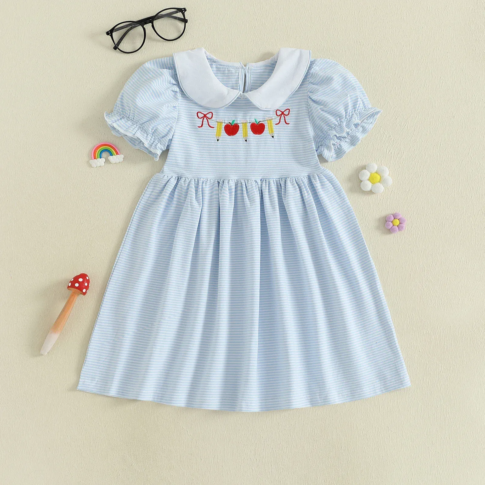 Girl Back to School Dress Striped - Image 3