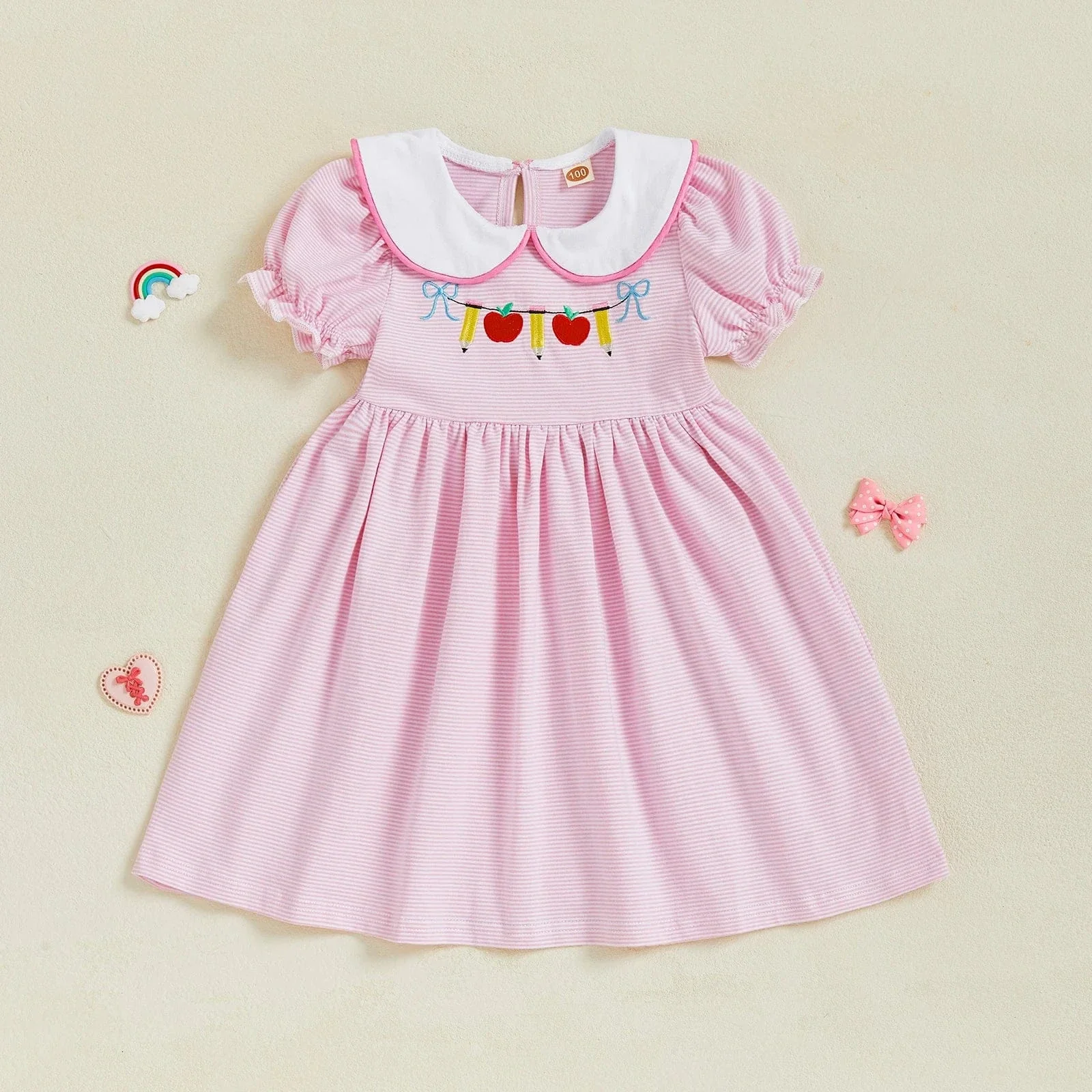 Girl Back to School Dress Striped - Image 4