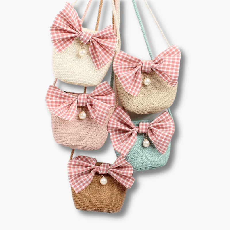 Girl Bowknot Straw Bag