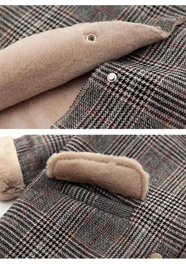 Girl Check Hooded Winter Coat - Image 7