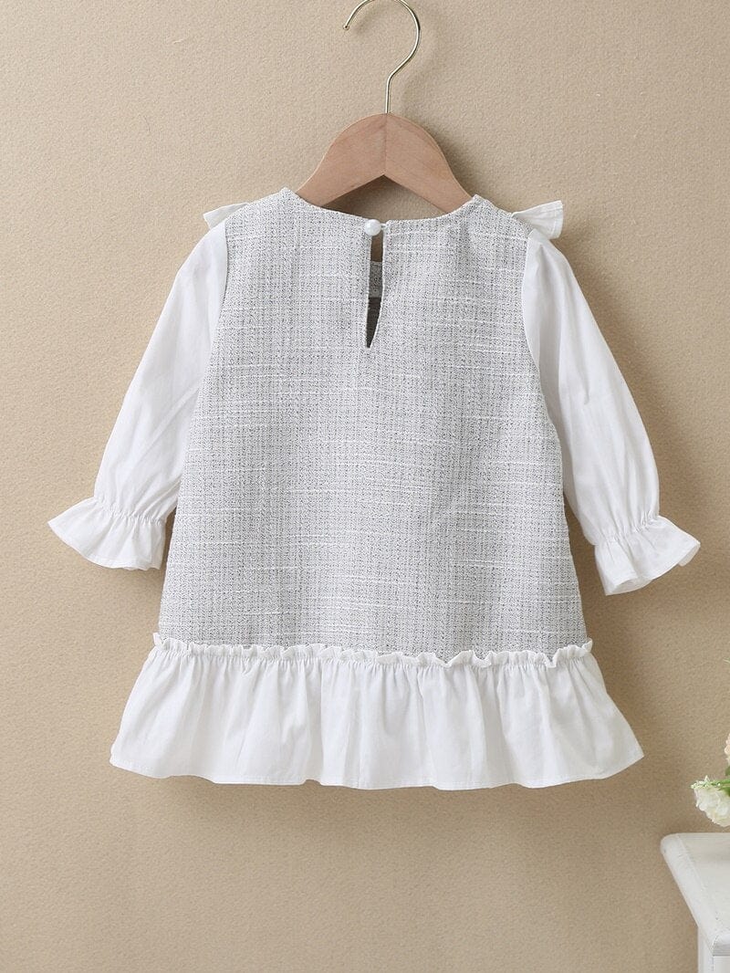 Patchwork Ruffle Long Sleeve Dress - Image 5