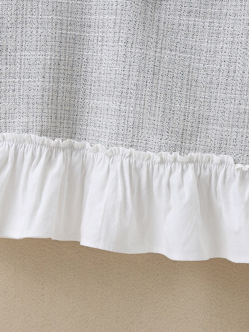 Patchwork Ruffle Long Sleeve Dress - Image 6