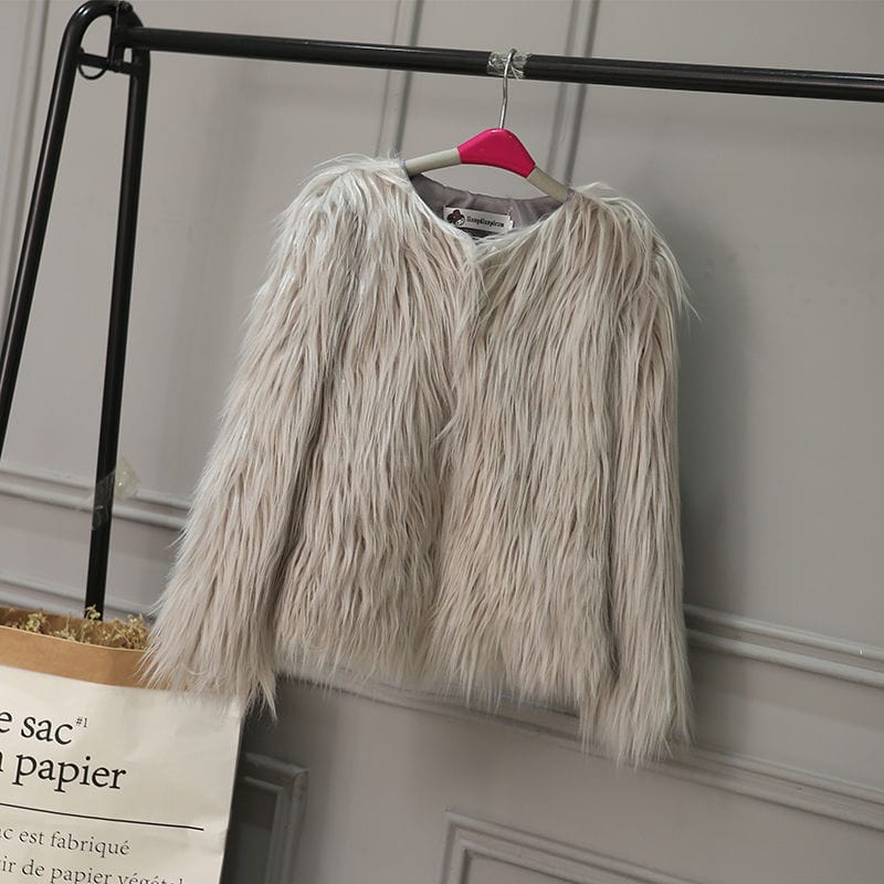 Girl Faux Fur Jacket Coat - Image 8