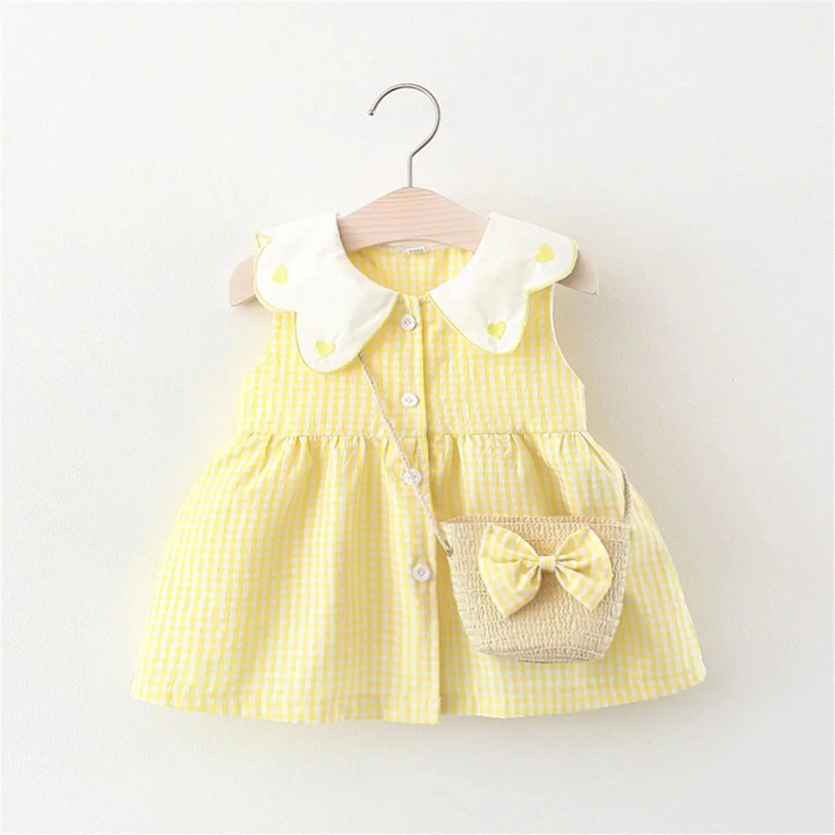 Girl Gingham Sleeveless Dress and Backpack Set - Image 6