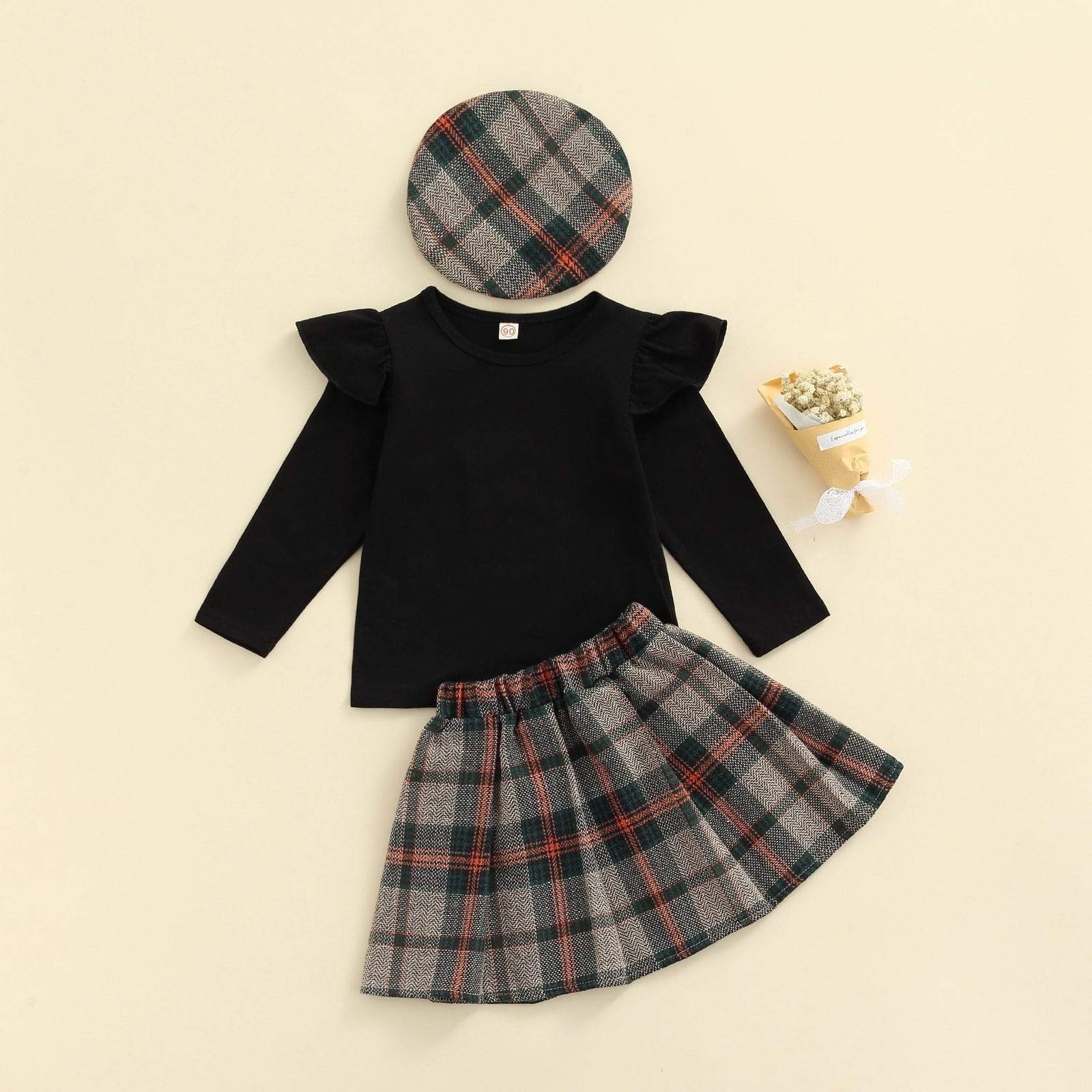 Girl Ruffle Long Sleeve Top and Skirt Outfit - Image 2