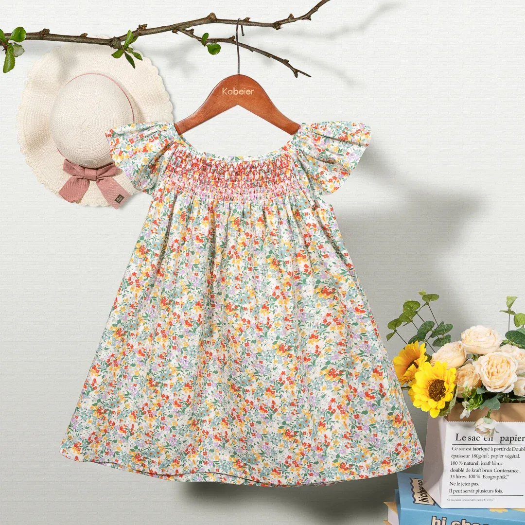 Girl Summer Floral Smocked Dress - Image 10