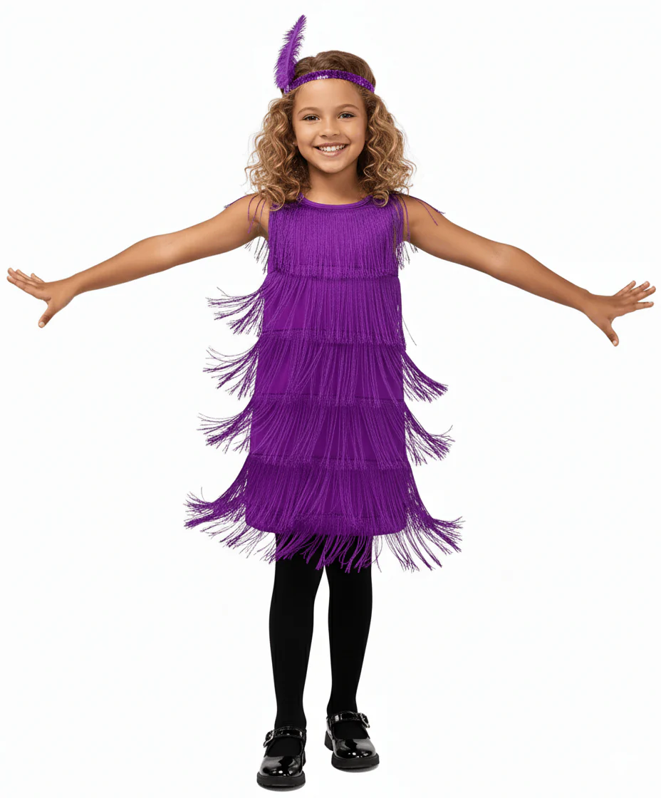 Girl's 1920s Flapper Dress with Sequins and Fringe - Image 11
