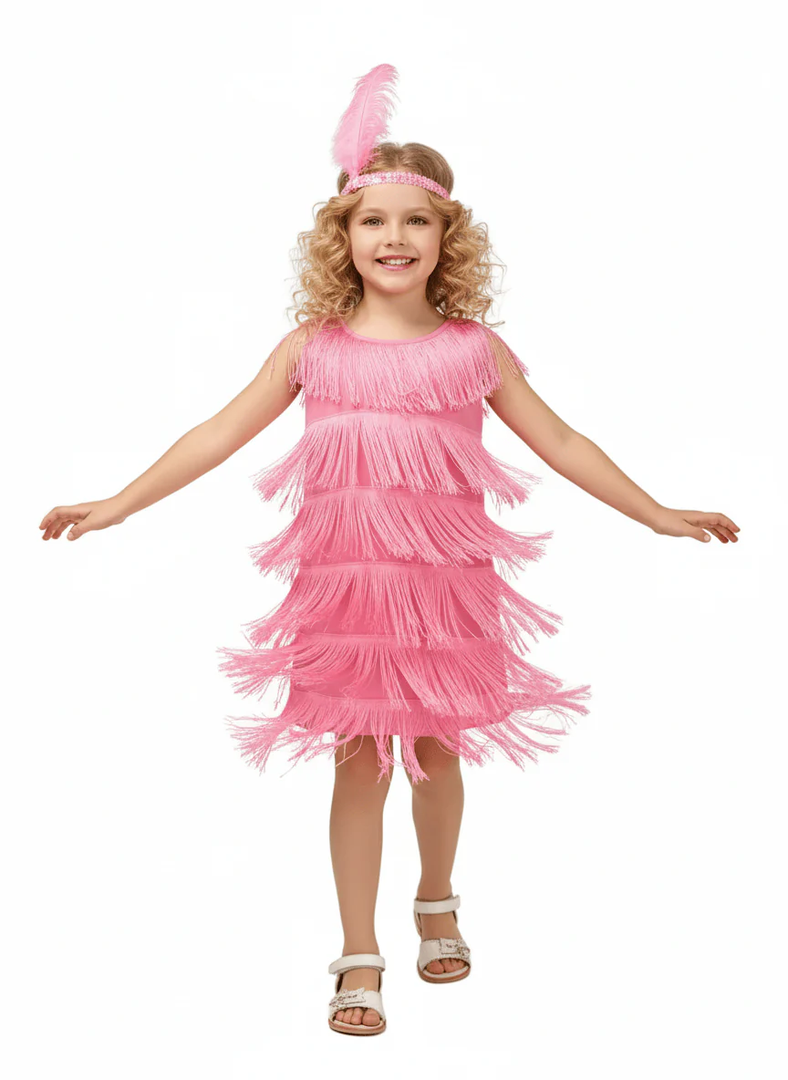 Girl's 1920s Flapper Dress with Sequins and Fringe - Image 15