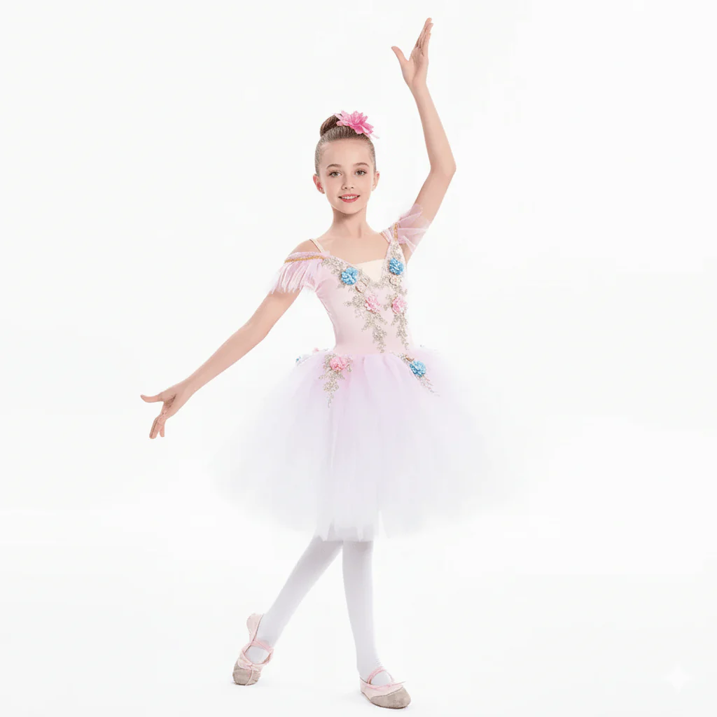 Girls Ballet Tutu Dress with Embroidery - Image 6