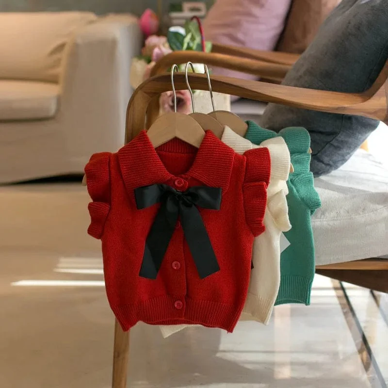 Girls Bow Knit Vest - Image 4