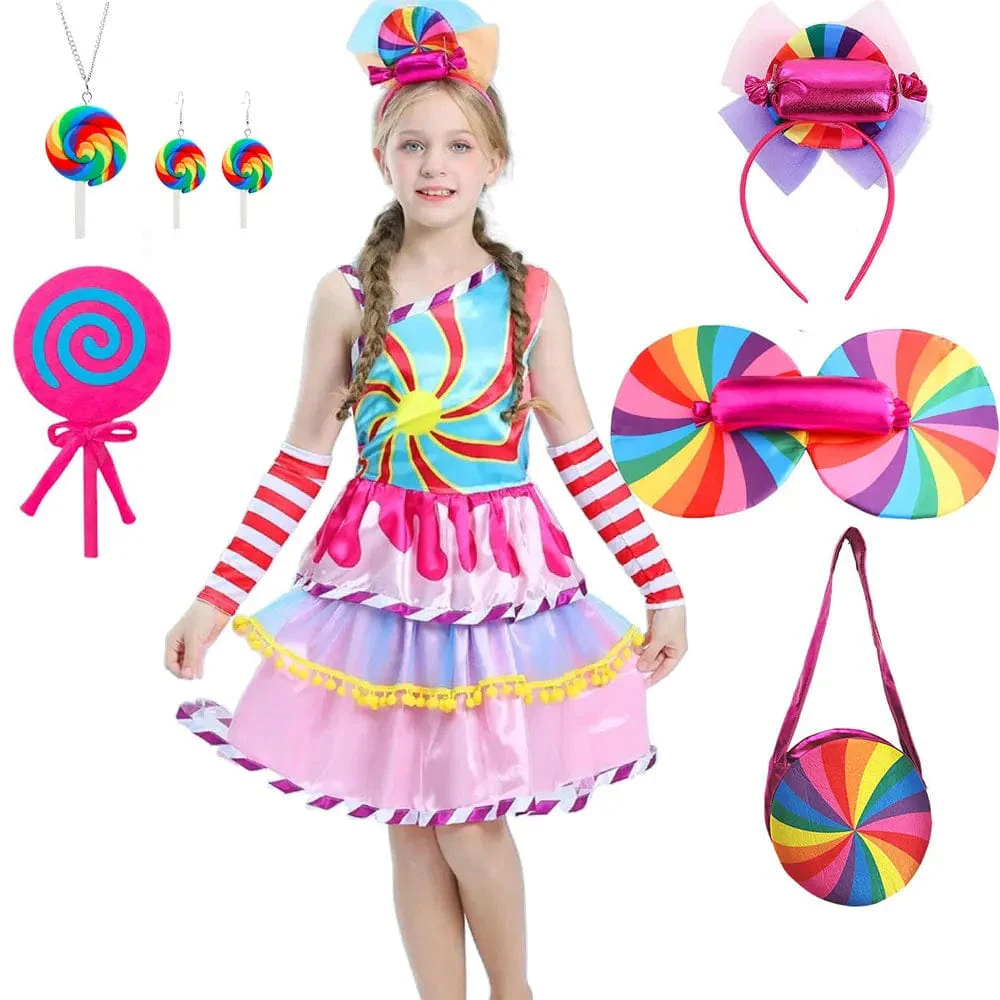 Girls' Candy Rainbow Lollipop Dress - Image 13