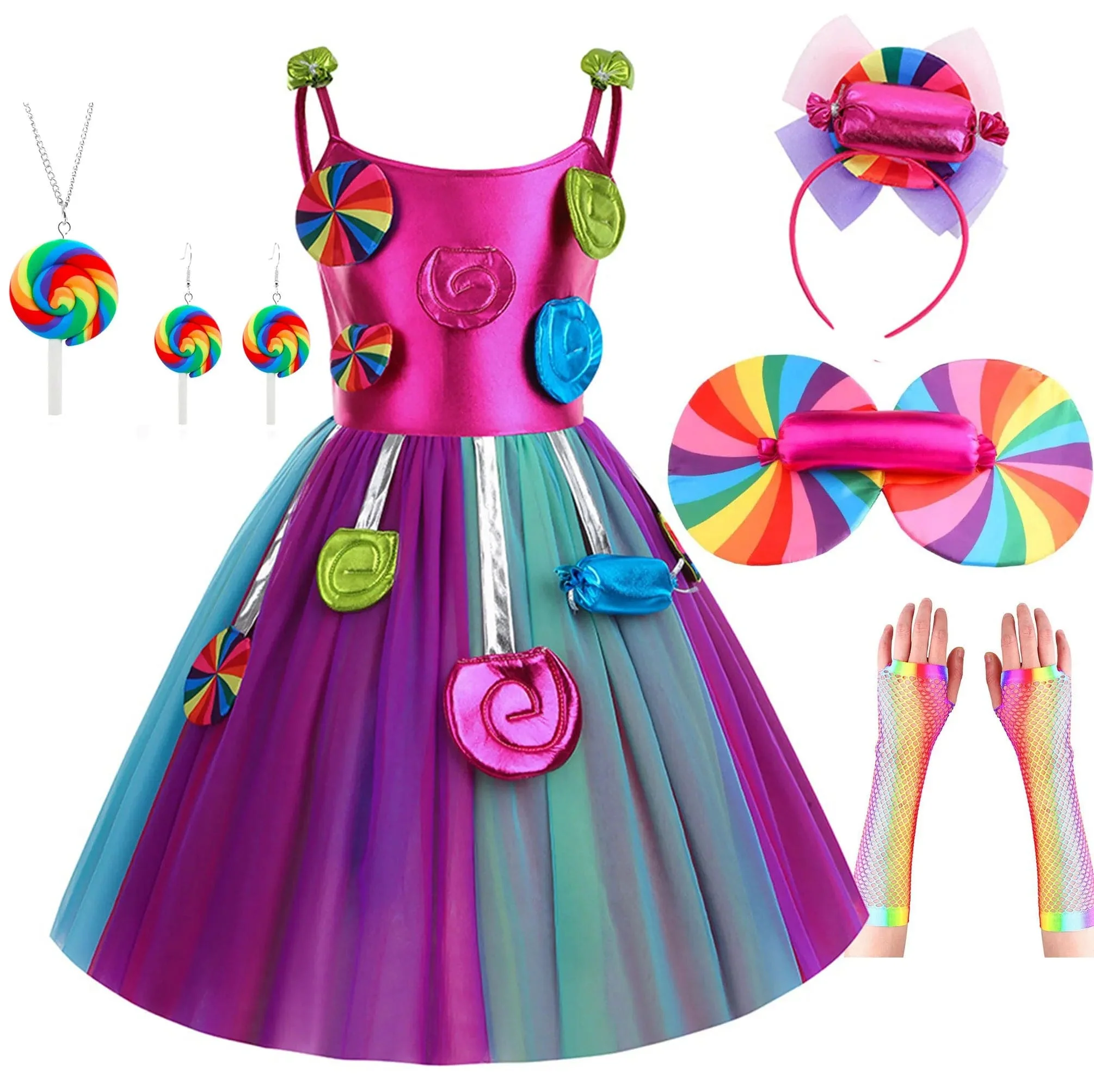 Girls' Candy Rainbow Lollipop Dress - Image 27