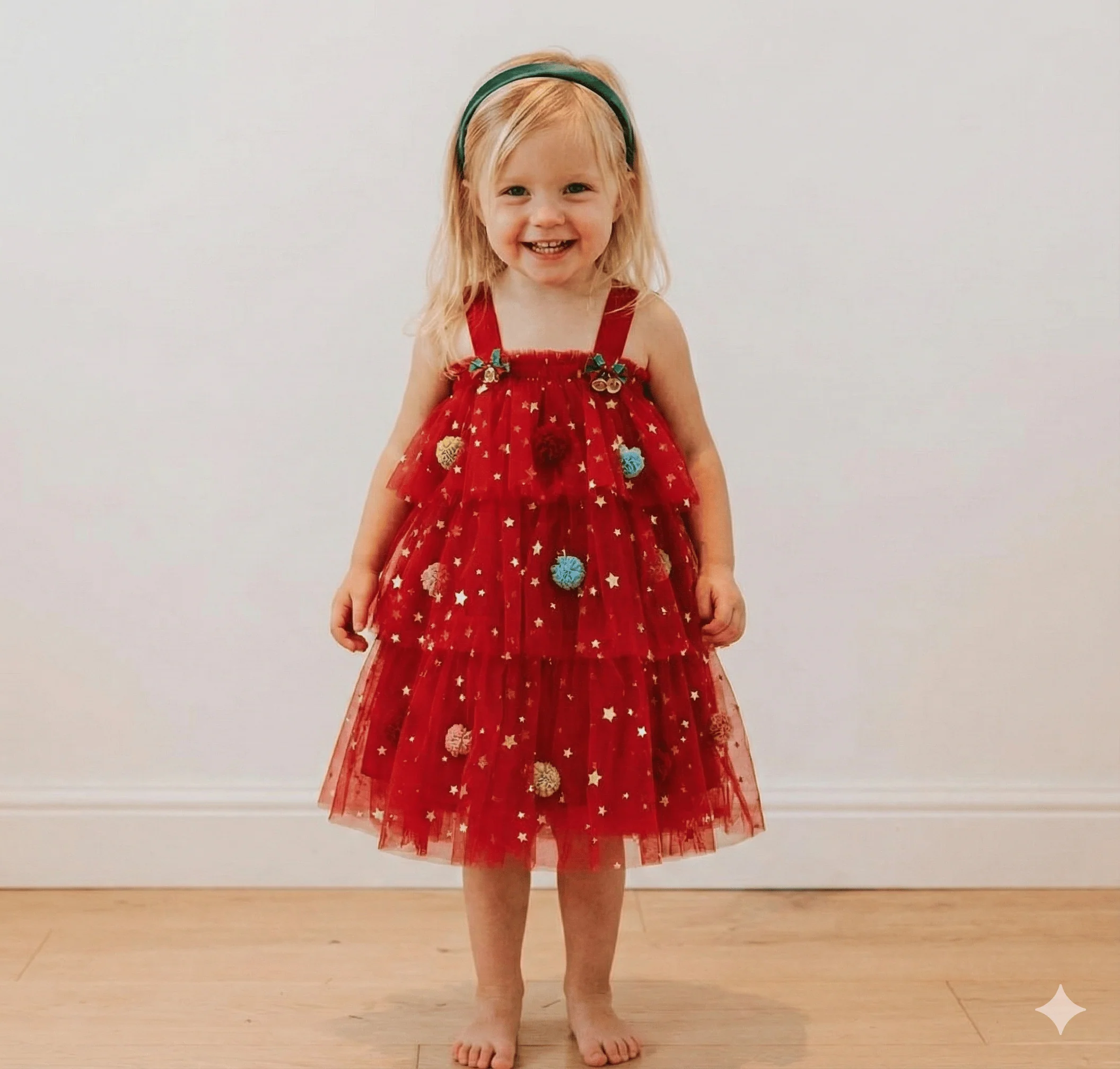Girls Christmas Tree Dress - Image 3