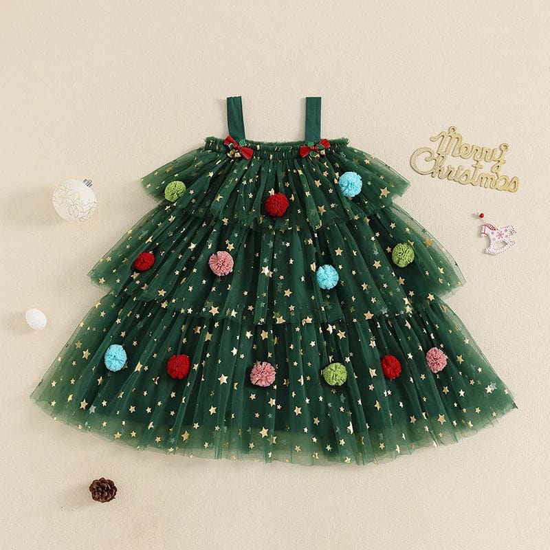 Girls Christmas Tree Dress - Image 4