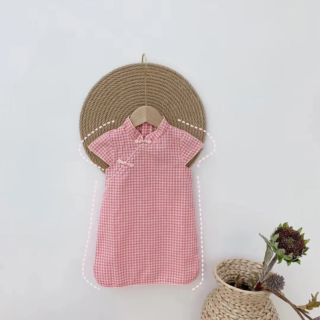 Girls' Cotton-Linen Style Summer Cheongsam Dress - Image 14