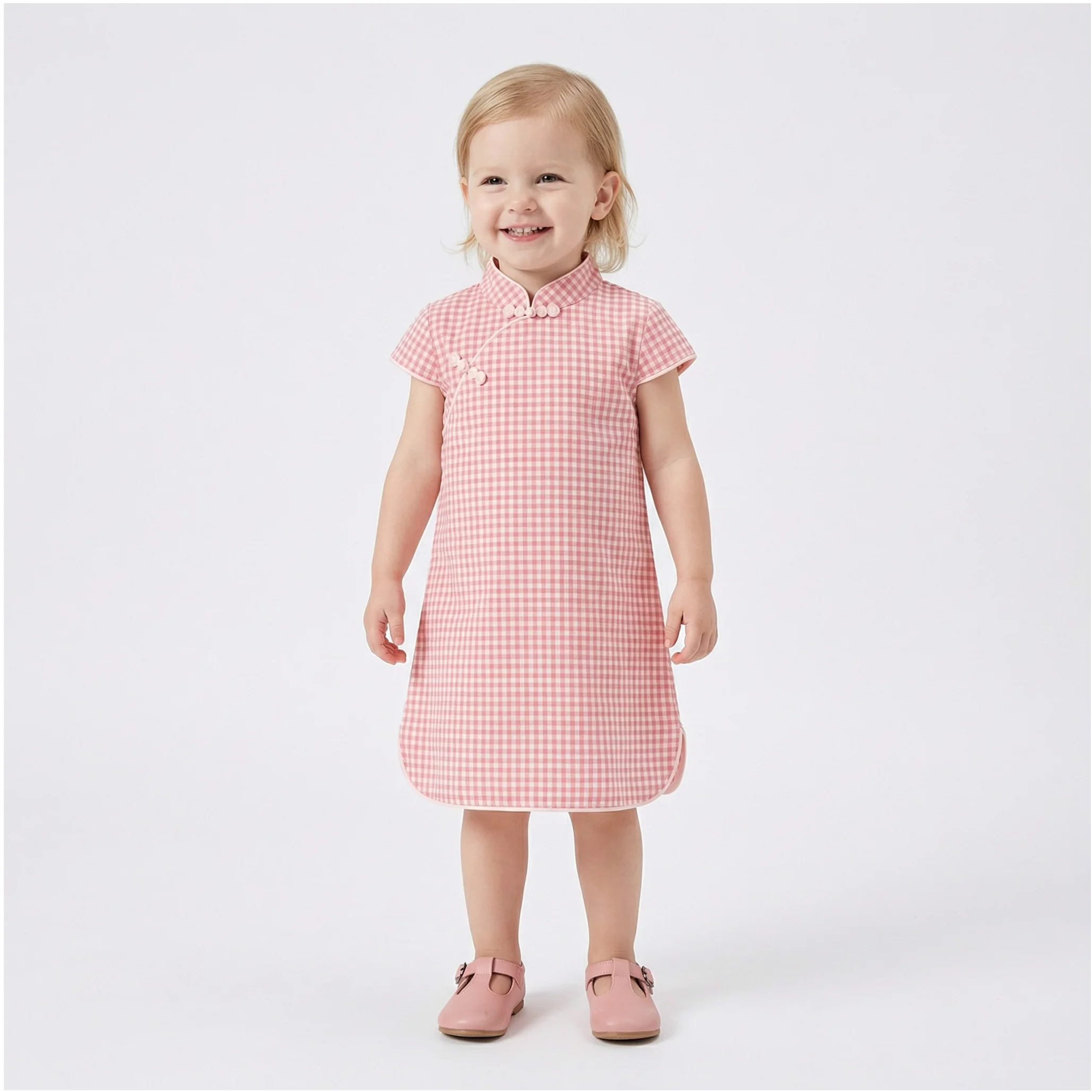 Girls' Cotton-Linen Style Summer Cheongsam Dress - Image 3