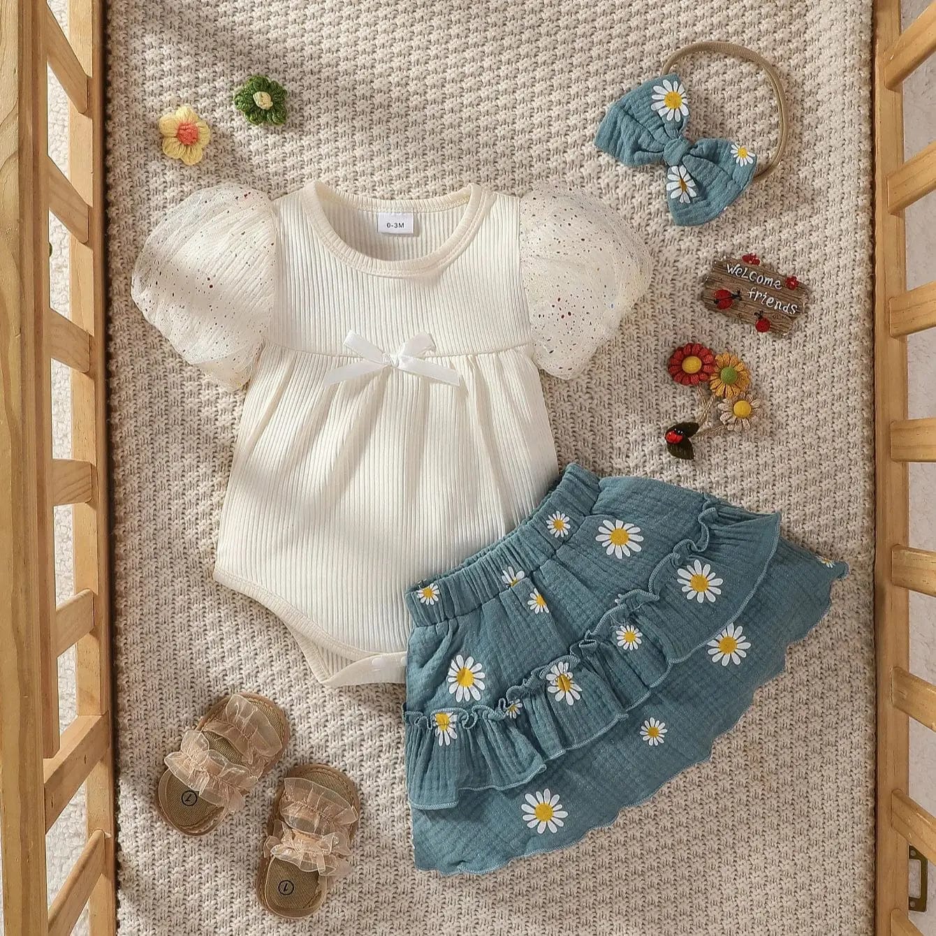 Girls Daisy Floral Outfit - Image 8