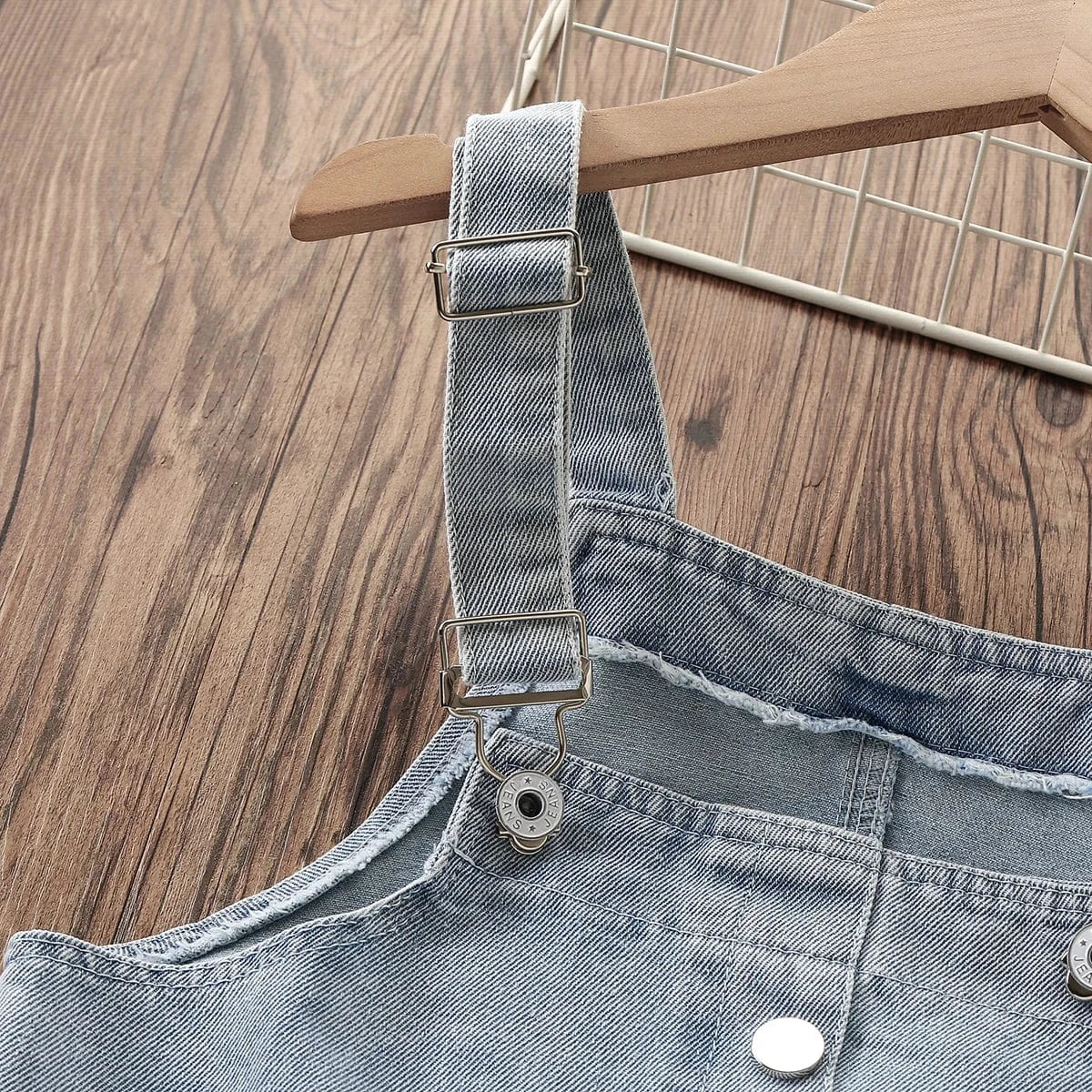 Girls' Denim Ruffle Dress with Purse - Image 3