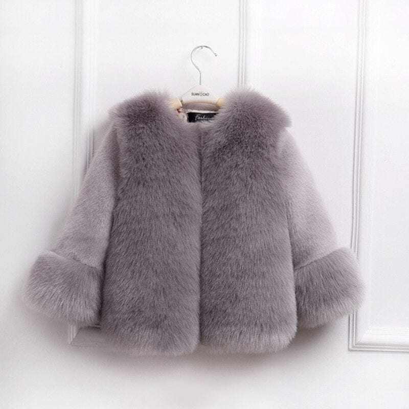 Girls Elegant Faux Fur Coat - Image 10
