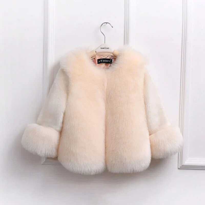 Girls Elegant Faux Fur Coat - Image 12