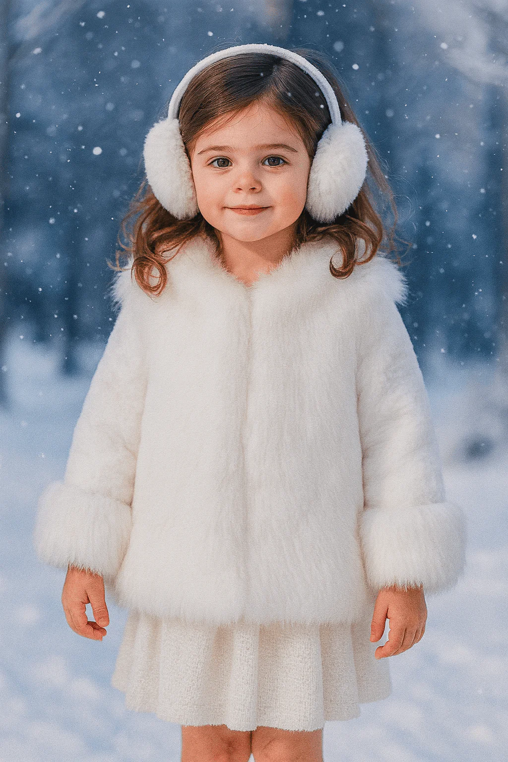 Girls Elegant Faux Fur Coat - Image 2