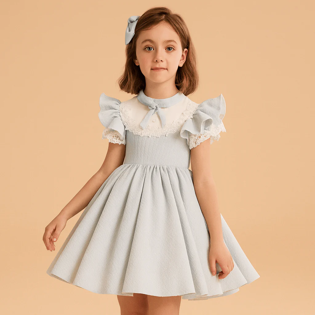 Girls’ Elegant Lace Ruffle Dress - Image 2