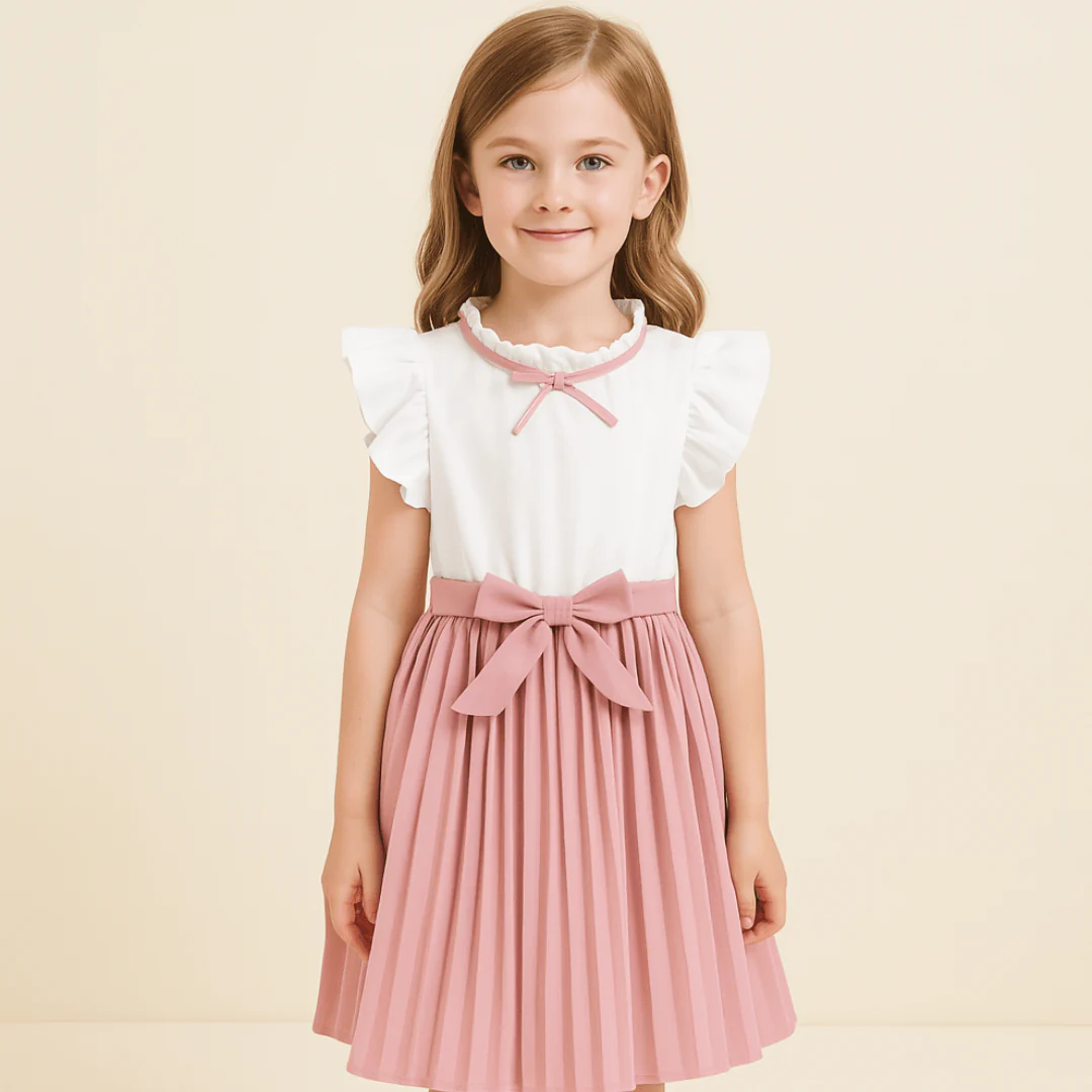 Girls’ Elegant Party Dress with Bow Tie - Image 10