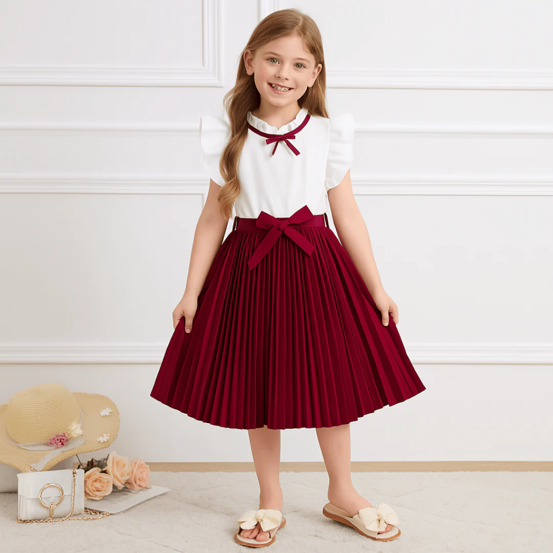 Girls’ Elegant Party Dress with Bow Tie - Image 13