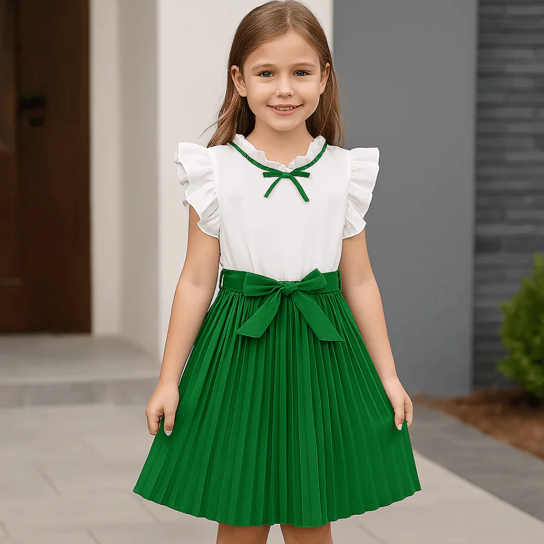 Girls’ Elegant Party Dress with Bow Tie - Image 18
