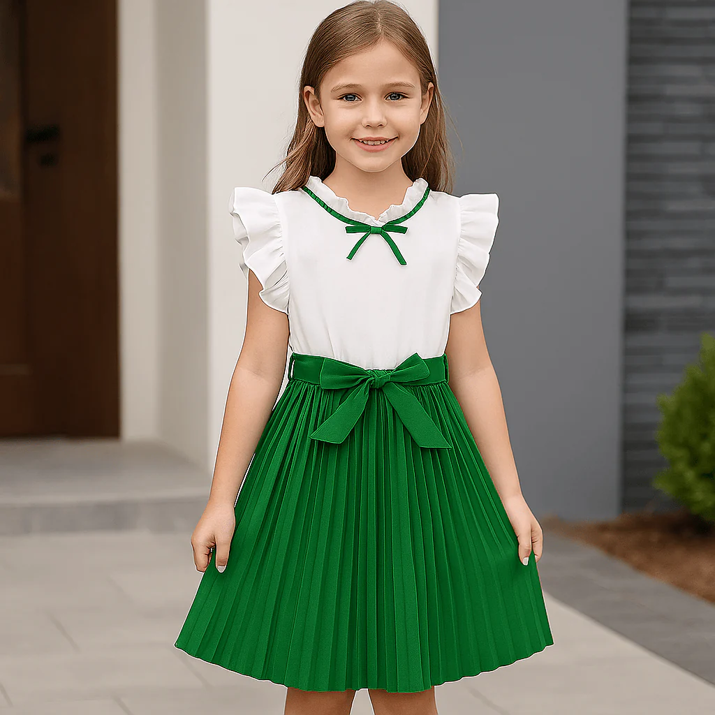 Girls’ Elegant Party Dress with Bow Tie - Image 2