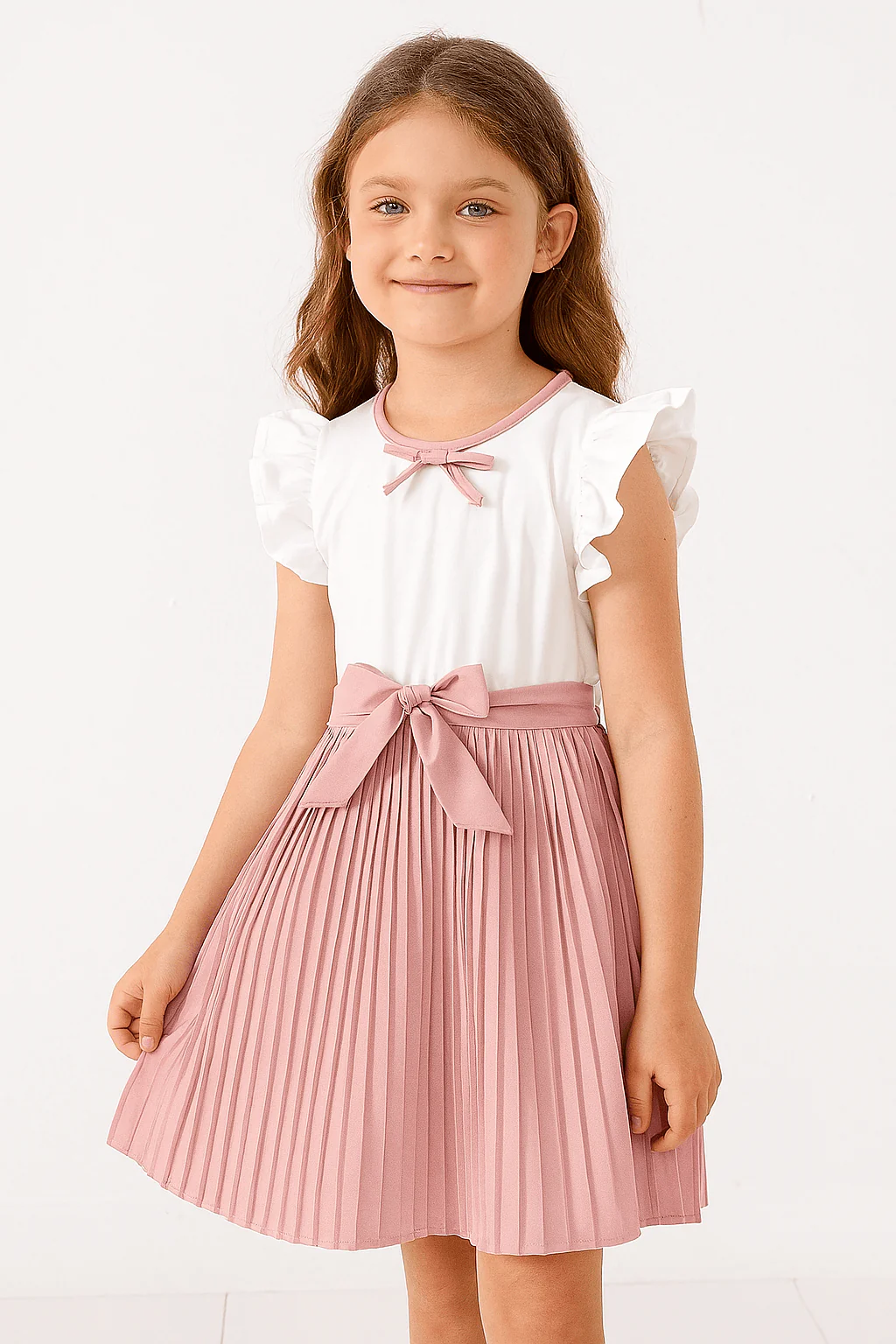 Girls’ Elegant Party Dress with Bow Tie - Image 23