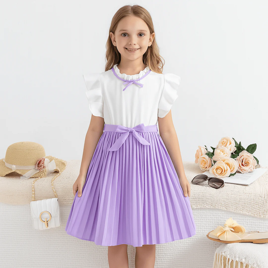 Girls’ Elegant Party Dress with Bow Tie - Image 4
