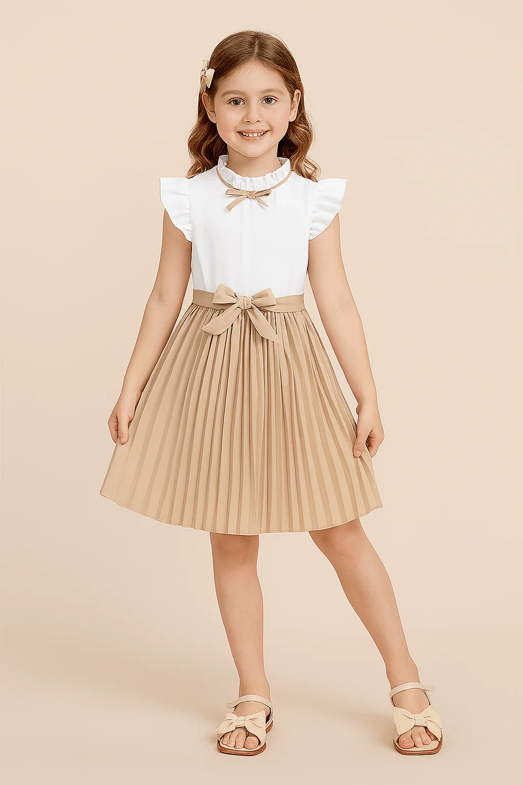 Girls’ Elegant Party Dress with Bow Tie - Image 6