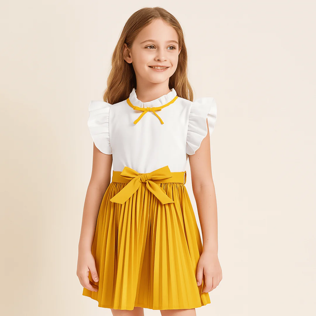 Girls’ Elegant Party Dress with Bow Tie - Image 8