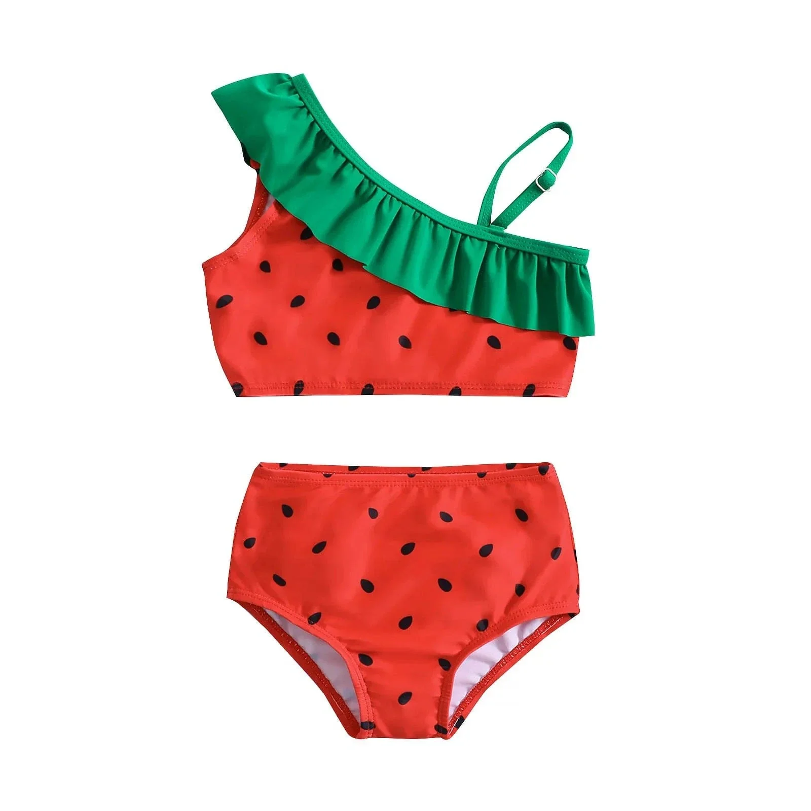 Girls Fruit Print Ruffle Bikini Set - Image 3