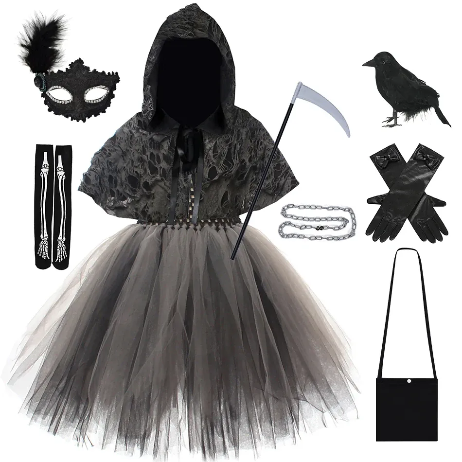 Girl's Gothic Reaper Deluxe Costume Set - Image 12