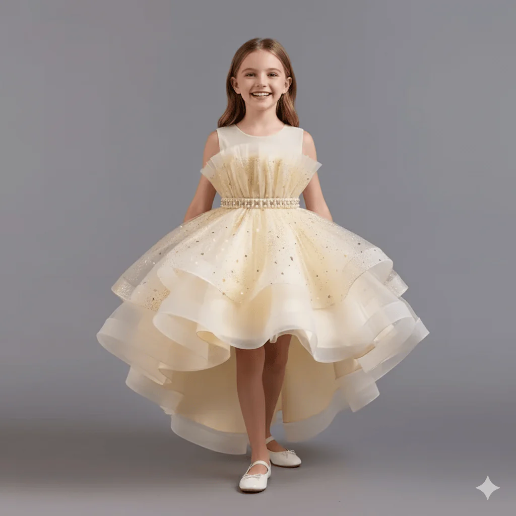 Girl's High-Low Tulle Dress - Image 4