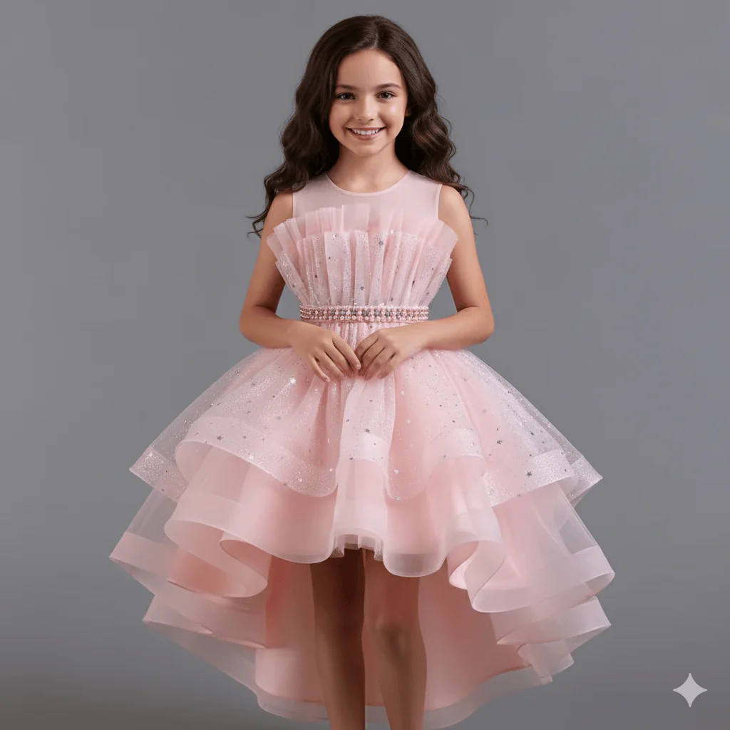 Girl's High-Low Tulle Dress - Image 5