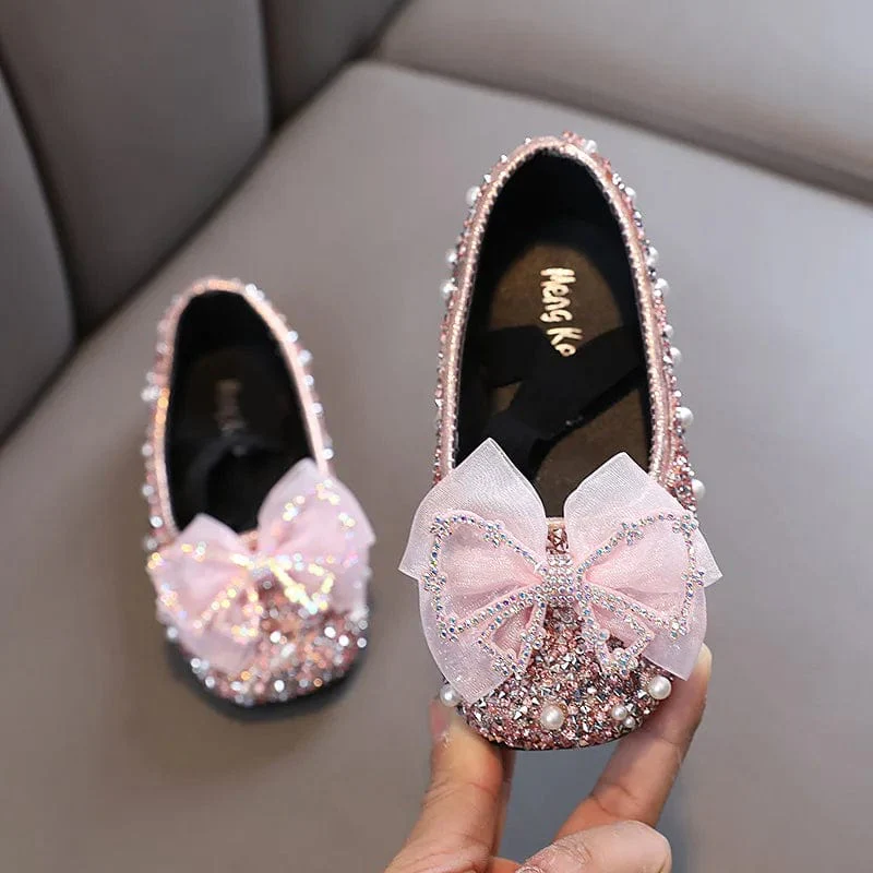 Girls Lace Bow Princess Shoes - Image 9