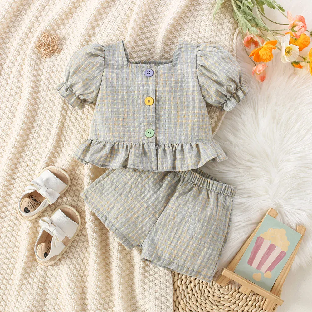 Girls Pastel Plaid Outfit - Image 6
