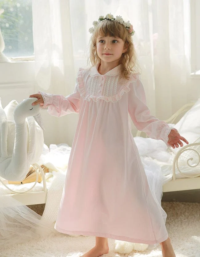 Girls Pink Cotton Pajamas - Image 3